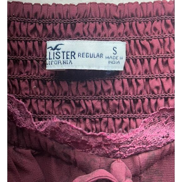 Hollister Burgundy Black Floral Babydoll Mini Dress Fairy Grunge Whimsy Goth - Picture 8 of 12